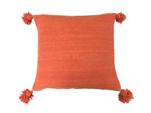 Moroccan Pom Pom Pillow Cover - Orange