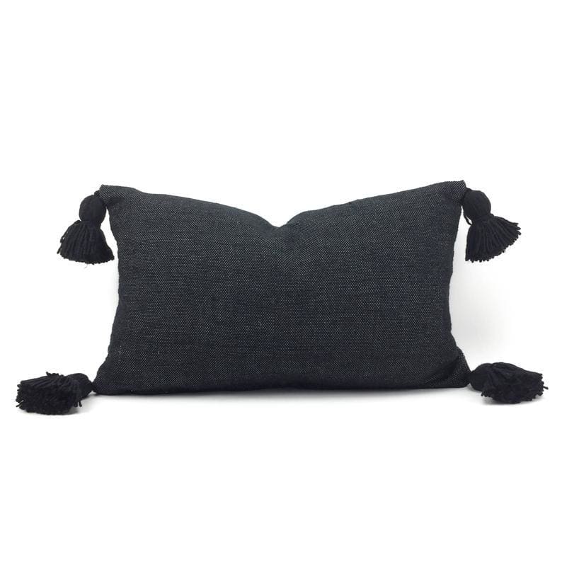 Black Textured Eco Friendly Lumbar Pillow - Kishmish