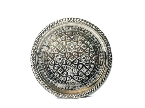 Moroccan Tea Tray - Round - Tiles - Medium Size