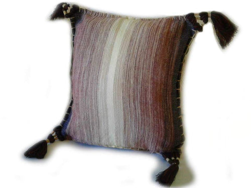 PomPom Cushion Cover from Chefchaouen - Brown and White