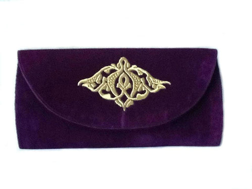 Purple Embroidered Velvet Bag