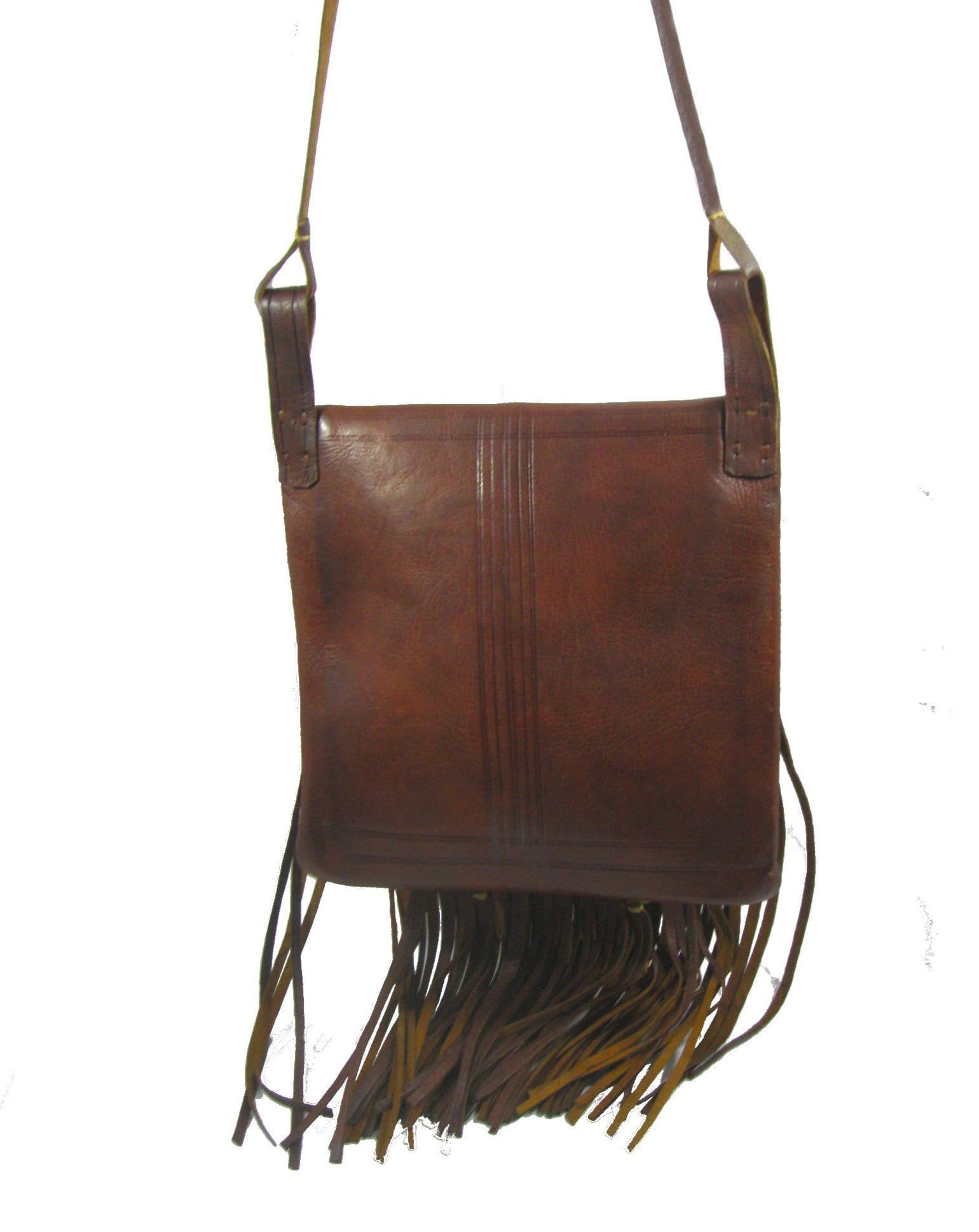 Satchel - Roomy Crossbody Bag with Boho Fringe, Authentic Vintage