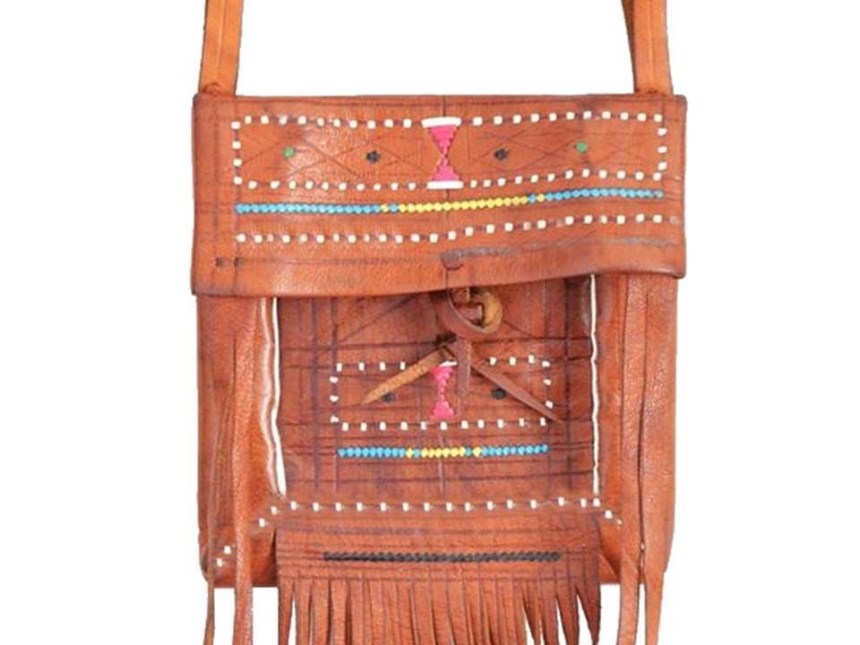 Fringed Trim Woven Straw Backpack in Caramel