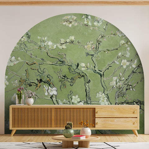 green Floral Wallpaper for living room