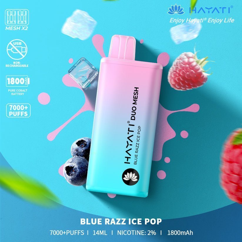 Hayati Duo Mesh 7000 Disposable Vape Puff Bar Pod Box of 10 - Vape Villa