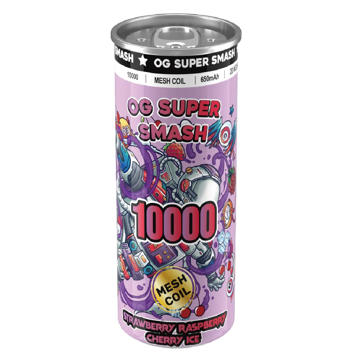 OG Super Smash 10000 Puffs Disposable Vape Pod - Wolfvapes.co.uk-Strawberry Raspberry Cherry Ice