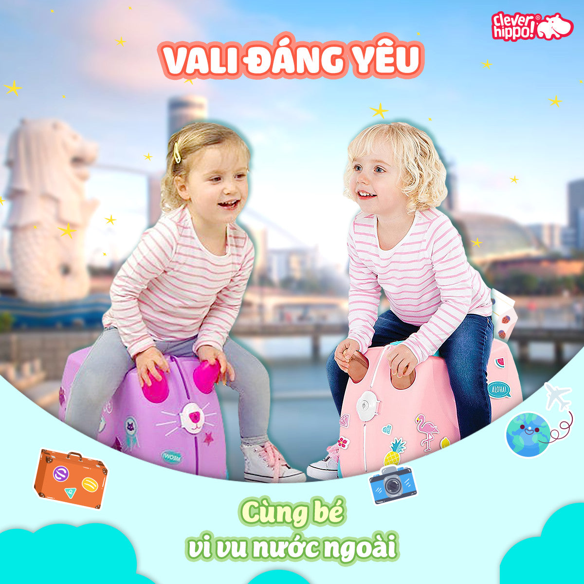 Bé chơi vui vẻ khi đi du lịch