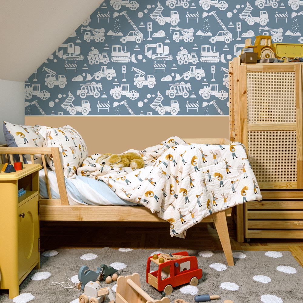 Construction wallpaper for boy's room