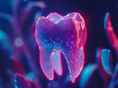Zoom on a 3D view of a purple tooth