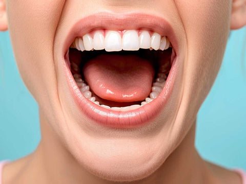 An Adult Woman Opening Her Mouth Wide to Show Her Clean Teeth