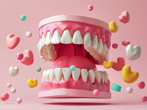 A Fantasy Abstract Conceptual 3D showing A Sets of Adult Teeth