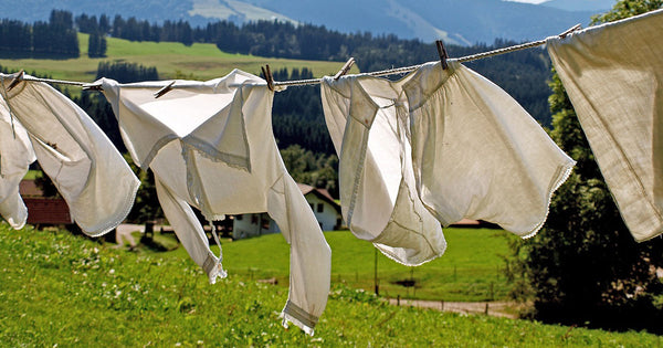 White clothes drying outside