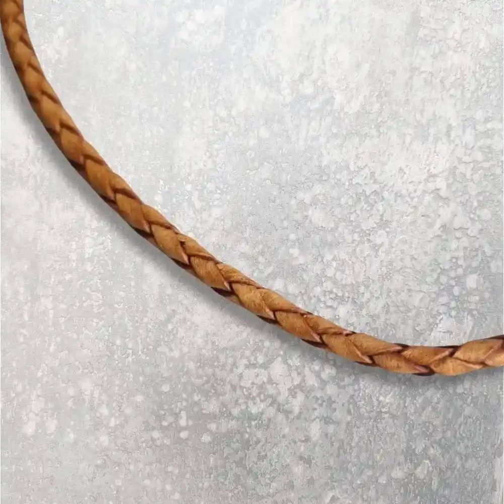 Cordon cuir rond tressé 3 mm - tannage végétal