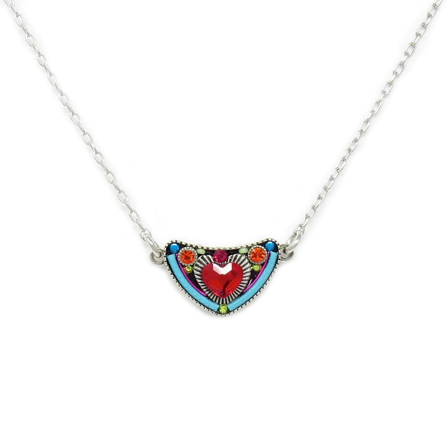Multi Color Heart Petite Triangle Necklace by Firefly Jewelry – Gallery 30