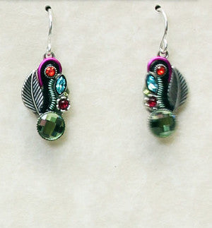 Multi Color Organic Leaf Earrings by Firefly Jewelry