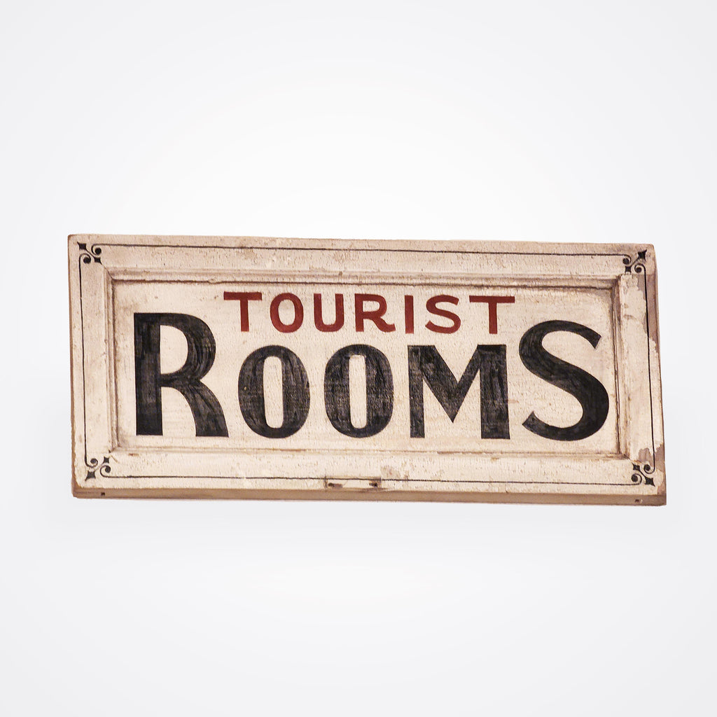 Tourist Rooms White with Black Lettering Americana Art