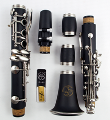 Top down view of the parts of the John Packer JP124 Clarinet