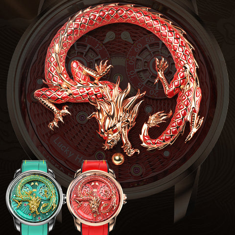 lucky harvey Limited Edition Enamelled Dragon Watch