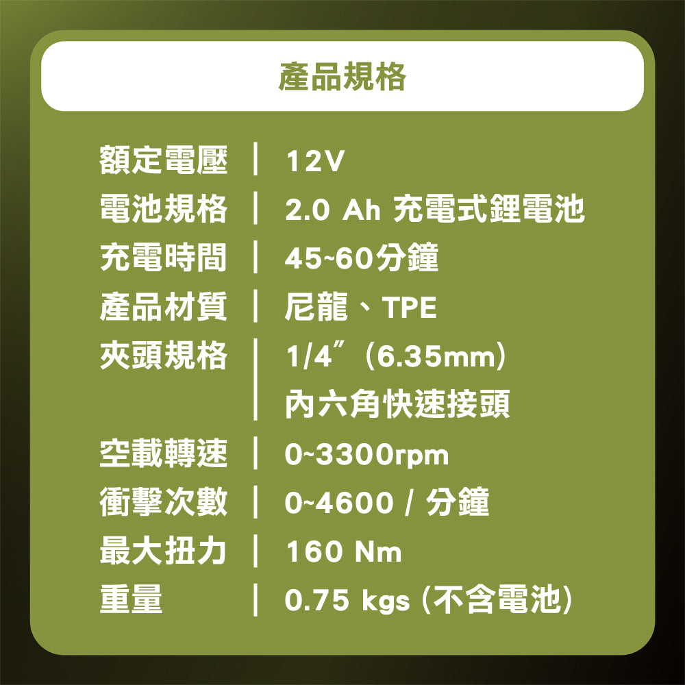 便攜式12V衝擊起子機 輕巧電動衝擊起子 12V無碳刷電動起子