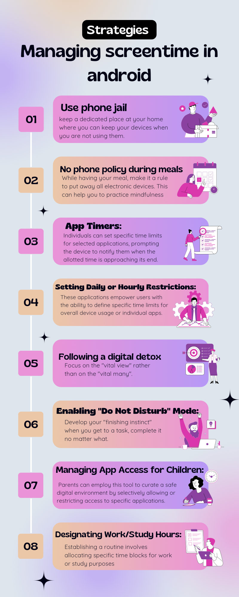 Strategies to maintain Screen time in Android