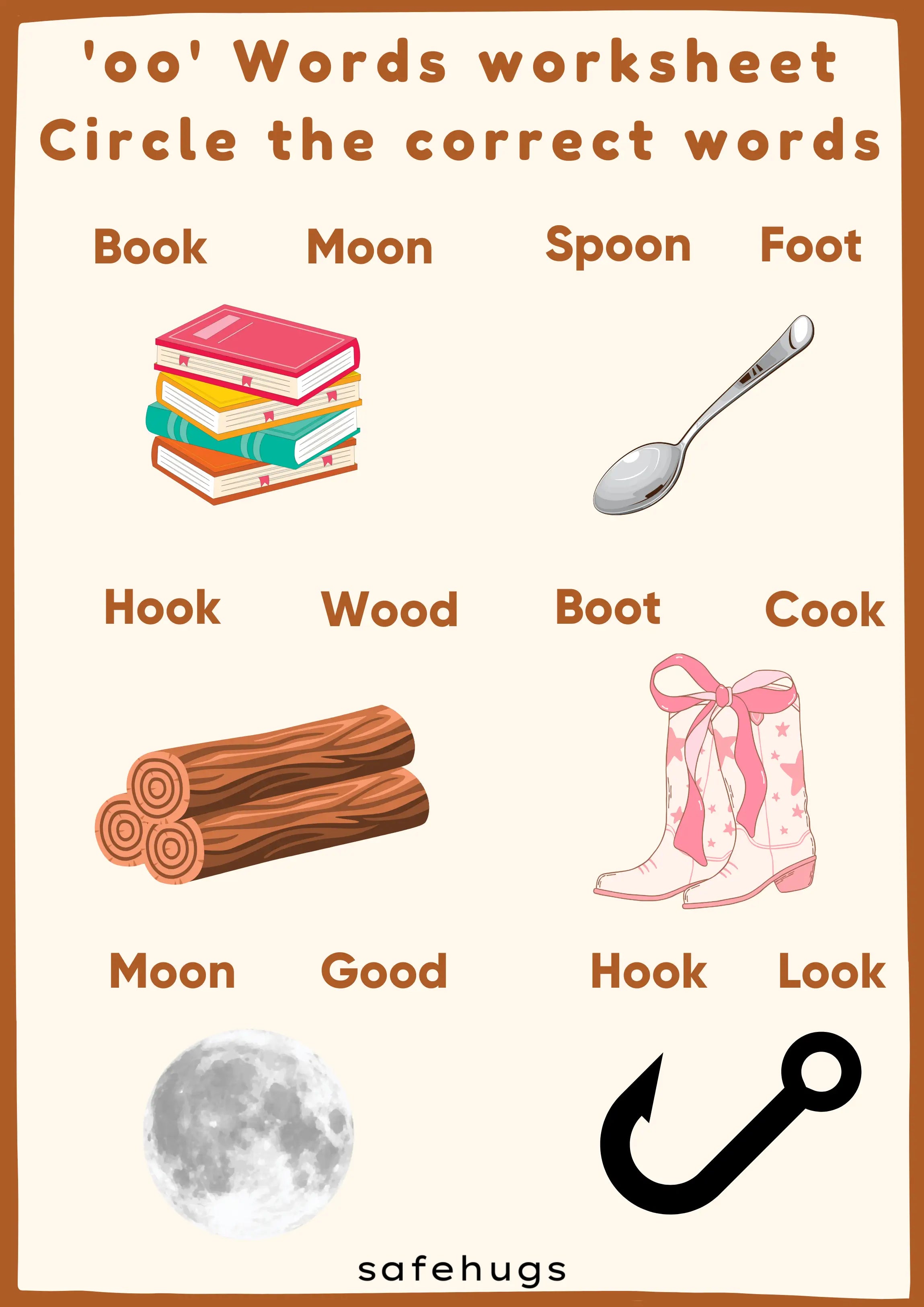 Short ‘oo’ Words Worksheet 2 "Circle the correct word"