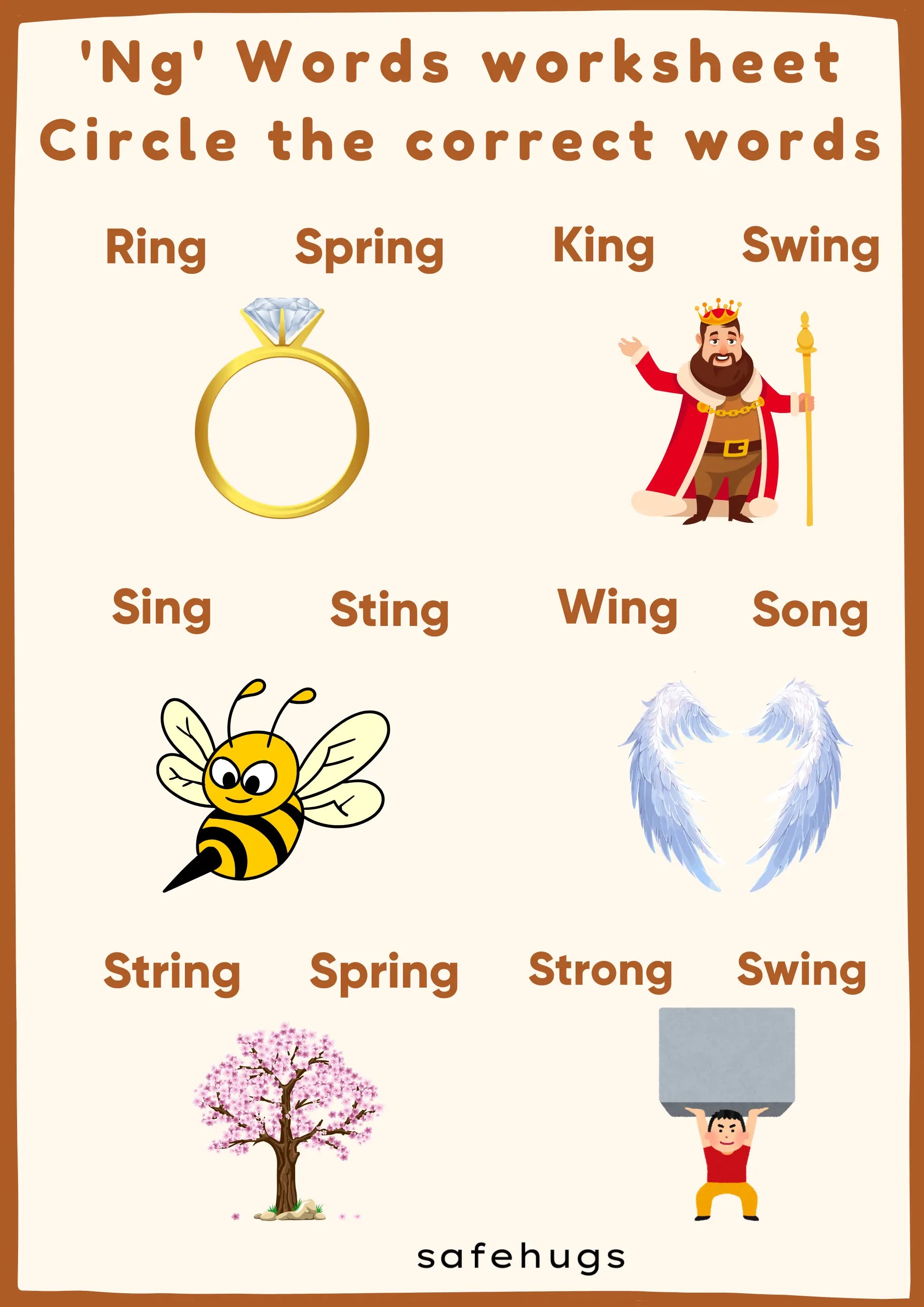 'Ng' Word Worksheet : Word Identification
