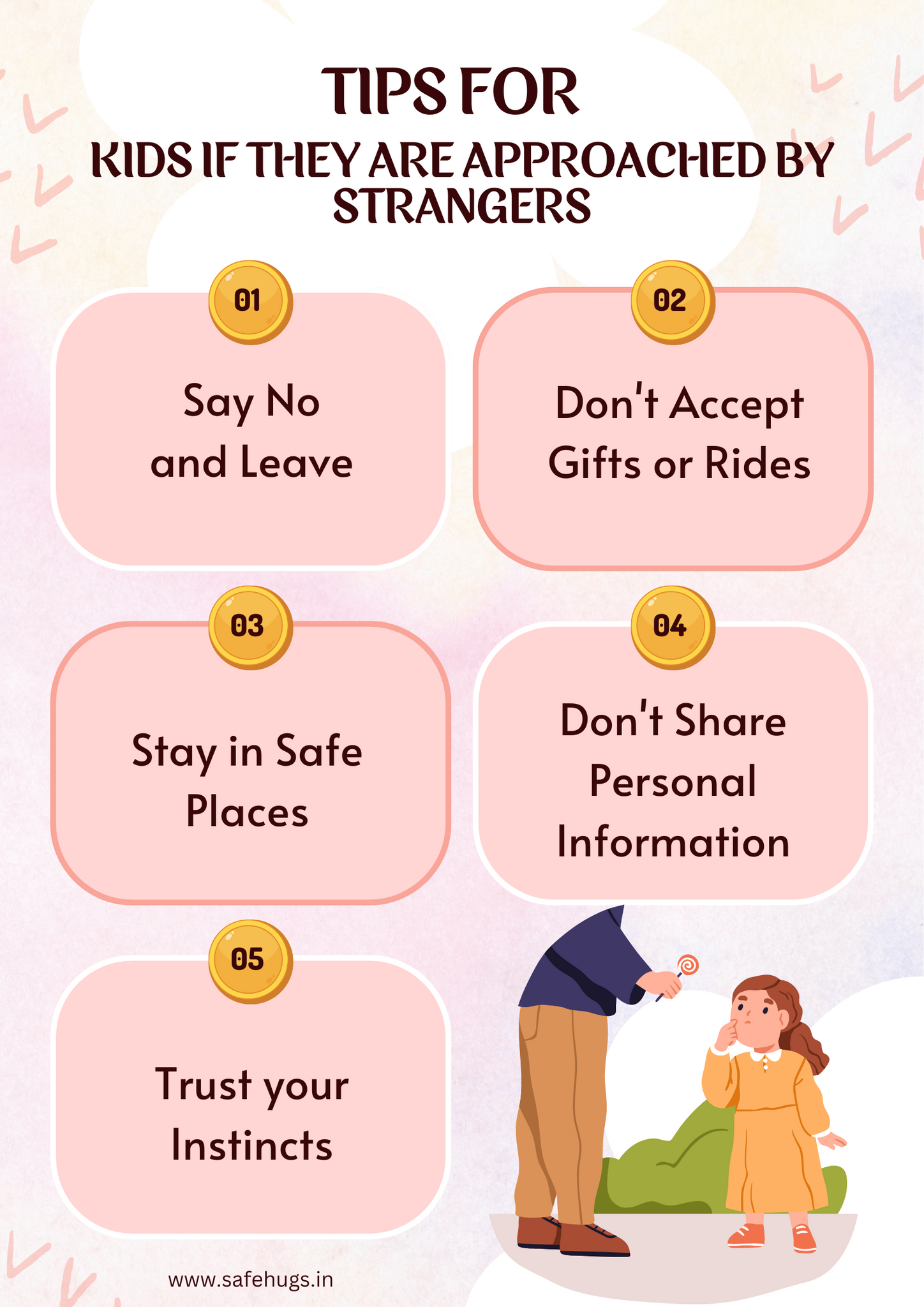 Tips for kids when they are approached by strangers.