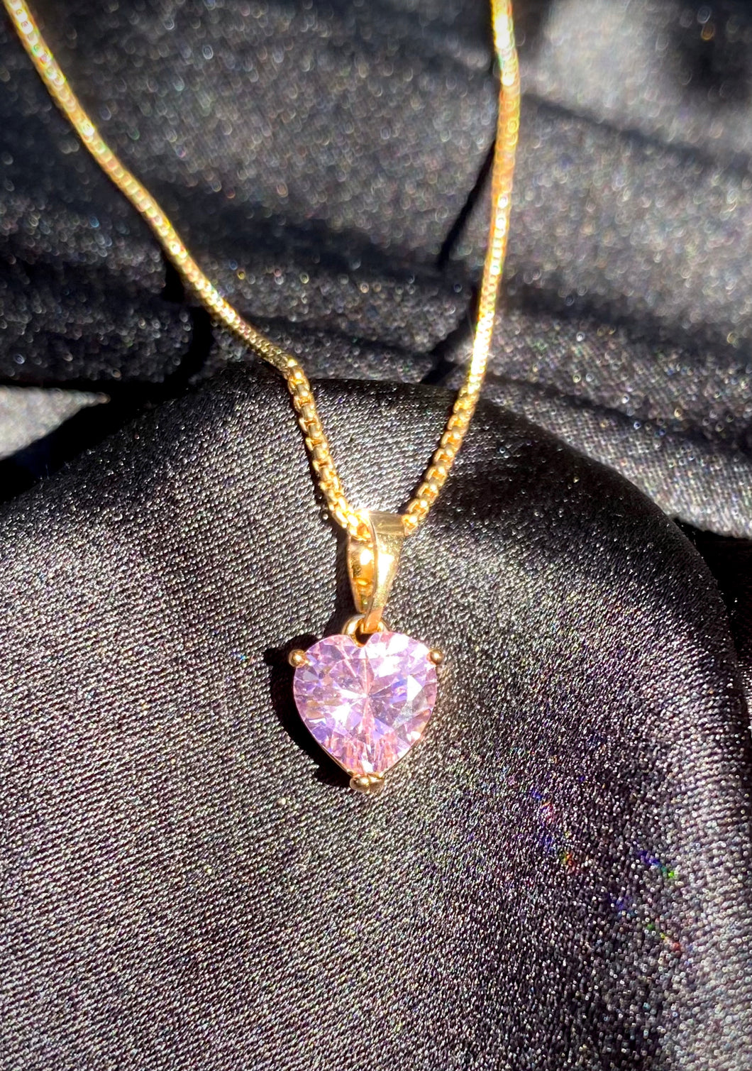 pink stone heart necklace