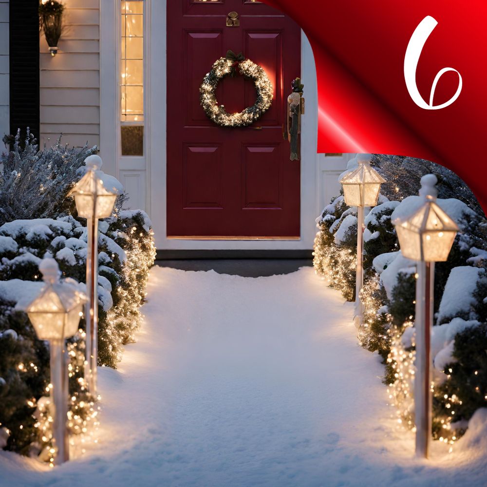 Driveway With Lights On Hedges