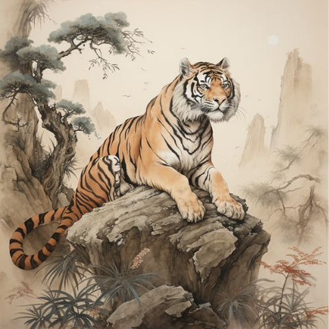 tigre sur un rocher