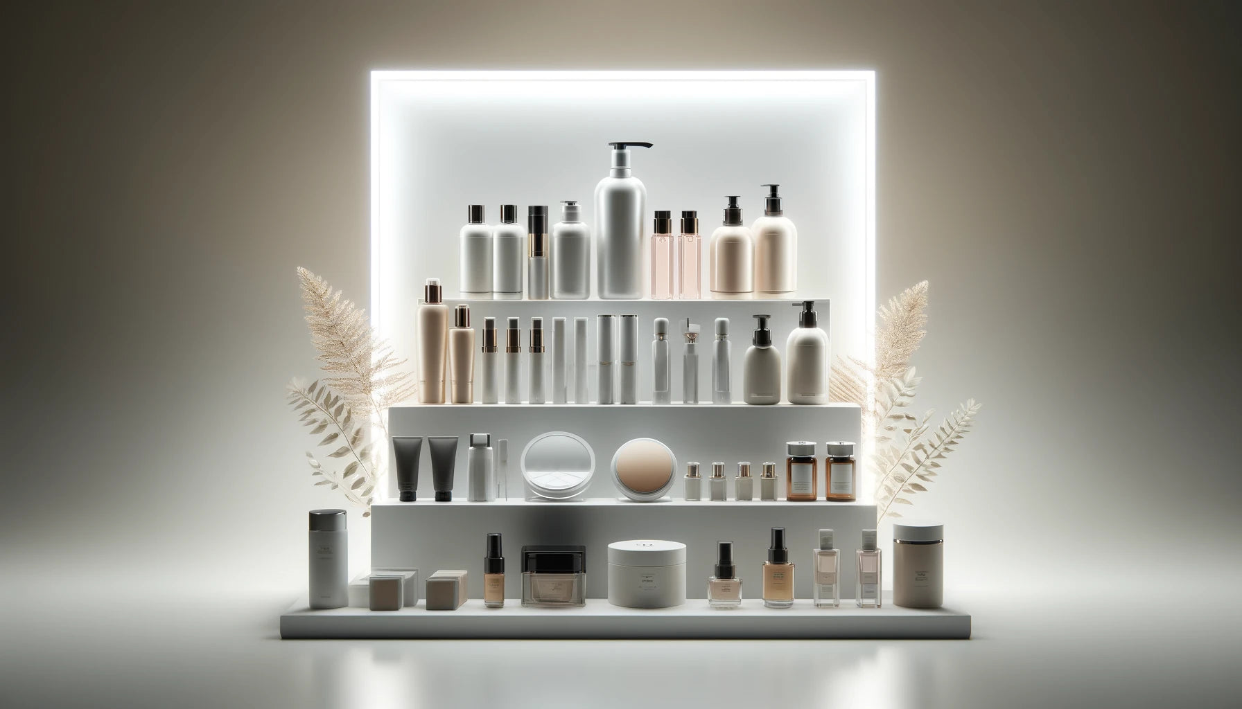 DALL·E 2024-04-15 15.19.55 - A sleek and modern display of a health and beauty collection for a wholesale website banner. The image features a range of products including skincare.webp__PID:e3209df3-93d3-453f-ace3-e3d9612f50ce