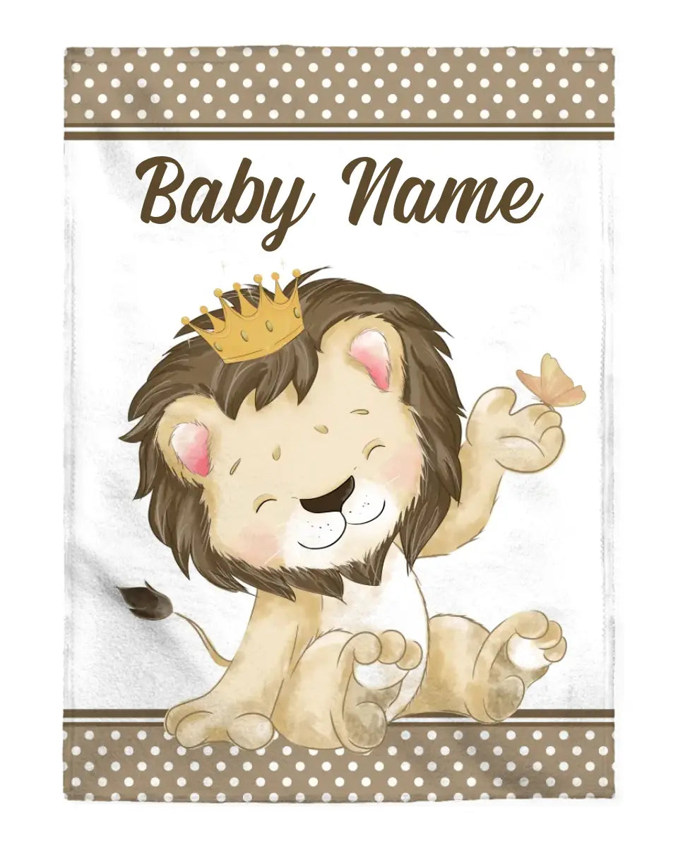 Personalized Baby Blankets Lion Watercolor Custom Name Baby Boy Gifts