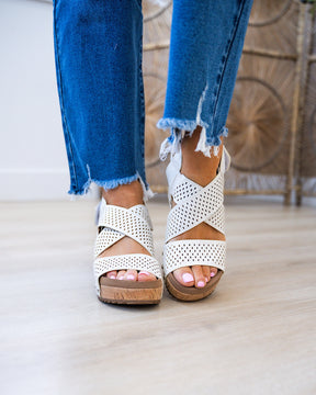 NEW! Corkys Guilty Pleasure Wedge Sandals - Ivory Snake