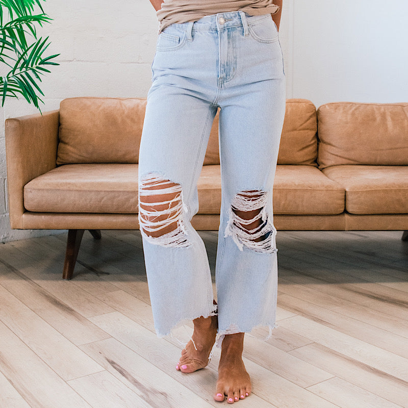 Vervet Light Denim 90's Crop Flare Jeans