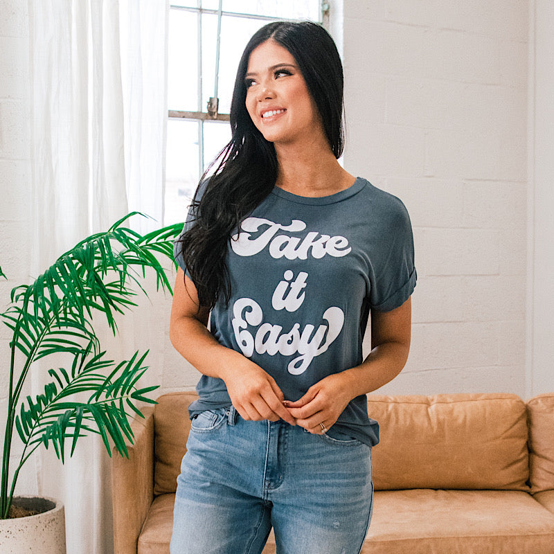 Take it Easy Slate Blue Tee