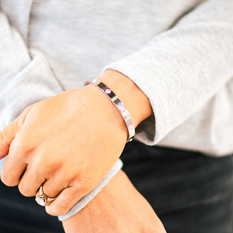 Crystal Studded Stainless Steel Bracelet