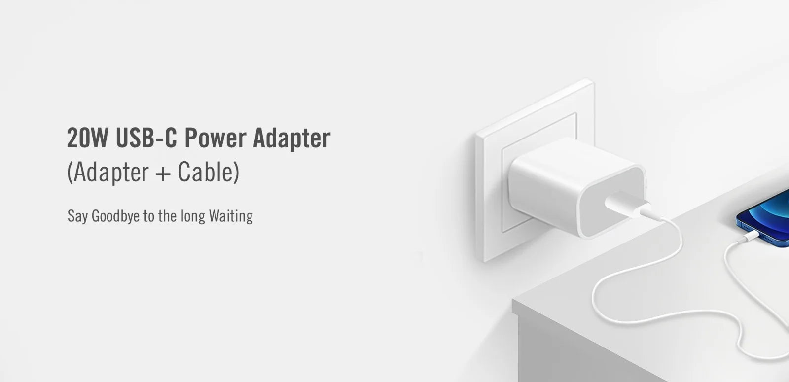 20W Charger USB-C Power Adapter with Type C Cable Fast Charger for