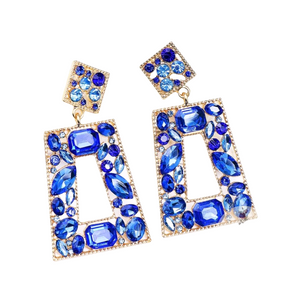 Blue Rhinestone Earrings - Alice in wonderland
