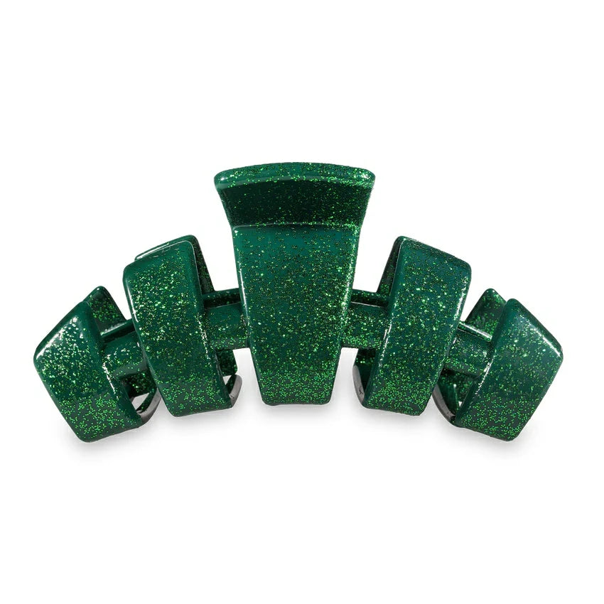 Teleties Classic Hair Clip - Green Glitter