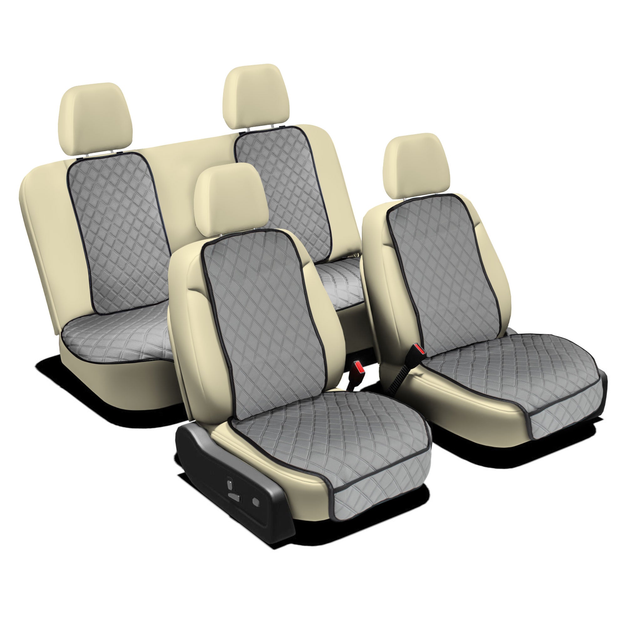 FH Group Faux Leather and Neosupreme 21 in. x 21 in. x 1 in. Seat Cushion Pad - Front Set, Beige