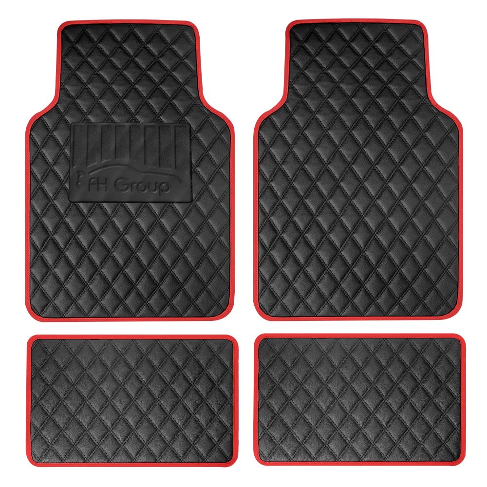 FH Group Brown 4-Piece Deluxe Universal Liners Faux Leather Car