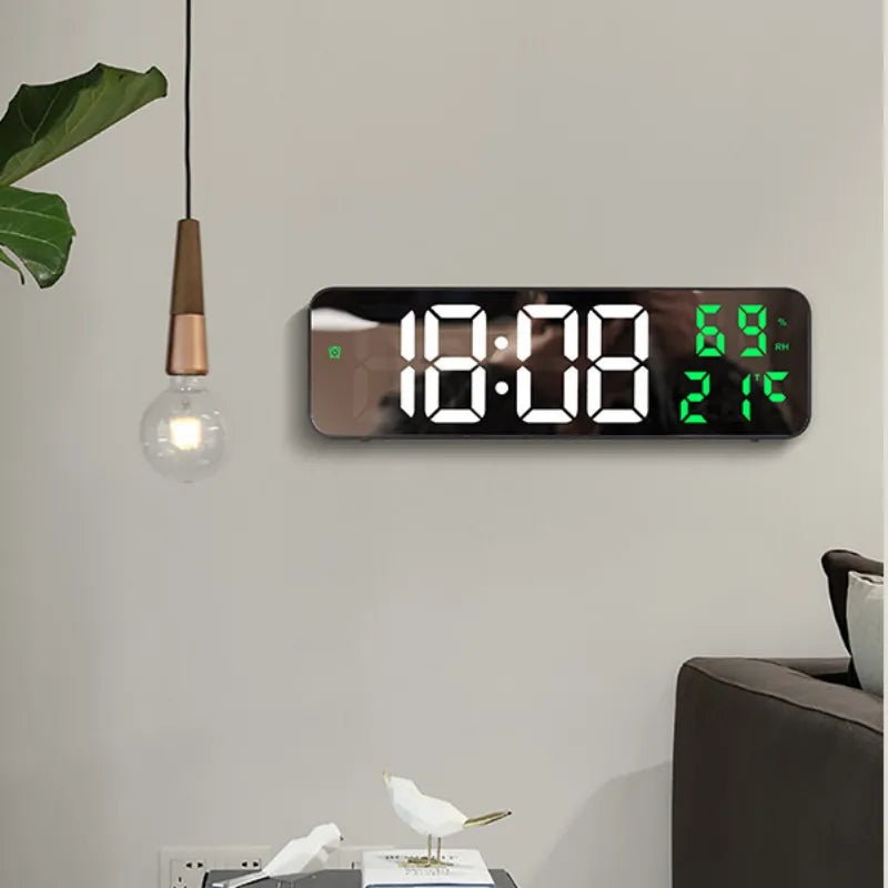 9 Inch Large Digital Wall Clock w/ Temperature and Humidity Display