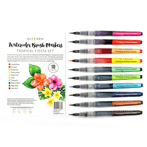 Watercolor Brush Markers - Tropical Fiesta Set - Millie & Munch Paper Arts - Dual Tip Watercolor Brush Markers
