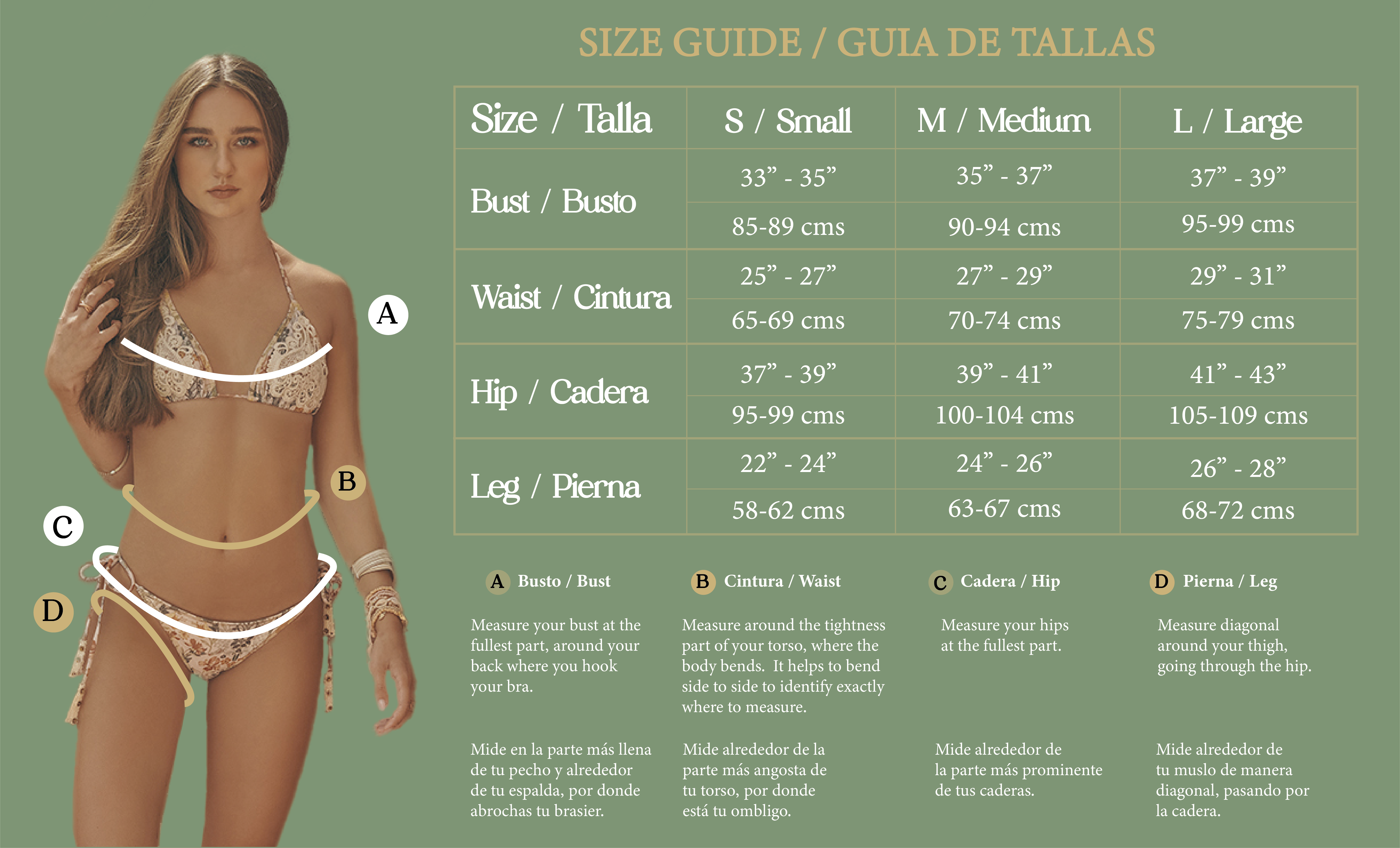 Size Chart – Paradizia Swimwear