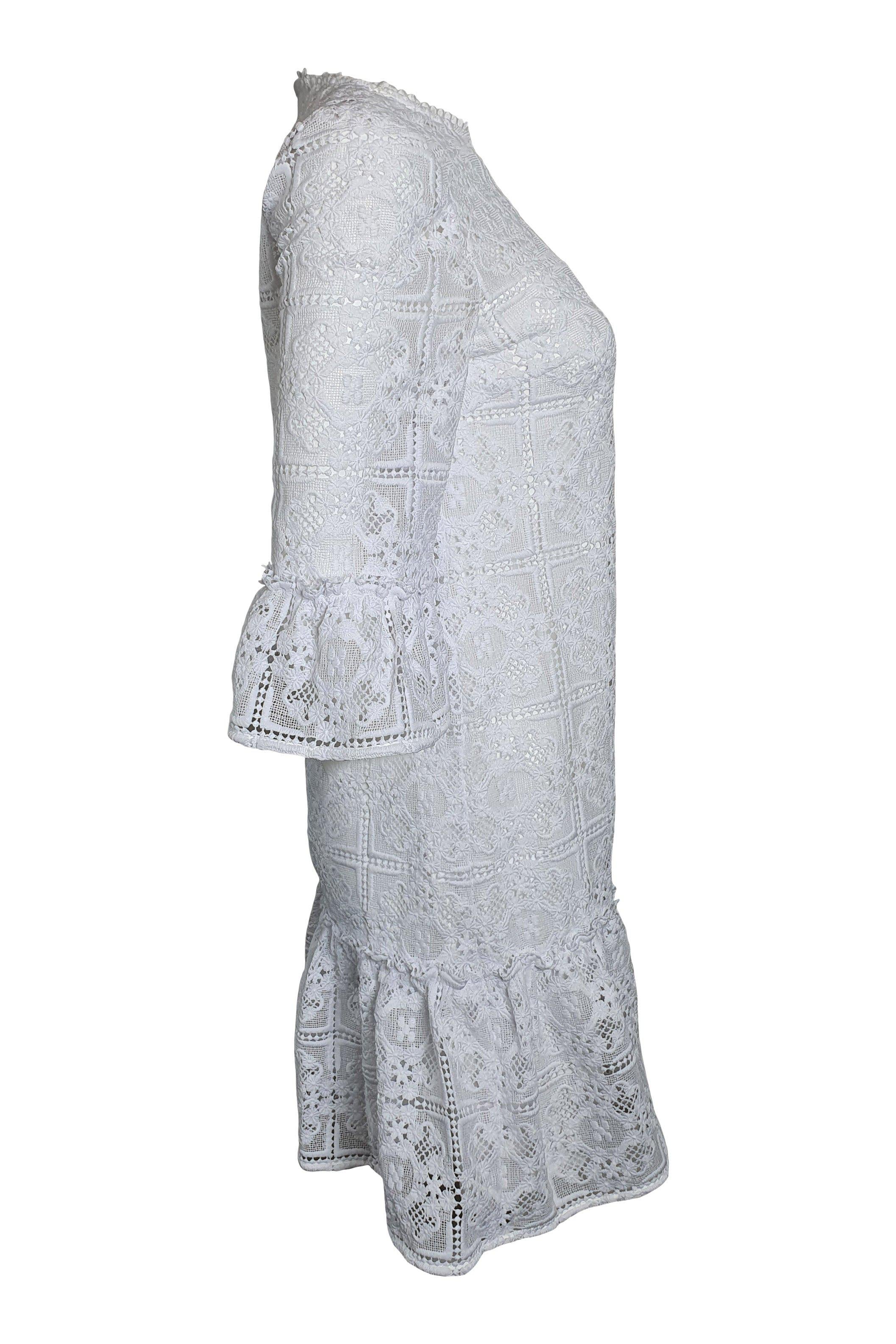 Kate Spade New York White Scenic Route Lace Flounce Shift Dress (US 0 | UK 6) 6 / White
