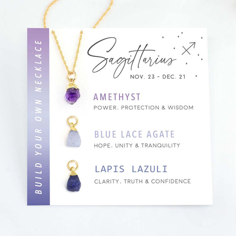 sagittarius crystal gemstone necklace set