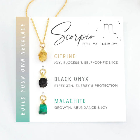 scorpio raw zodiac crystal gemstone necklace set