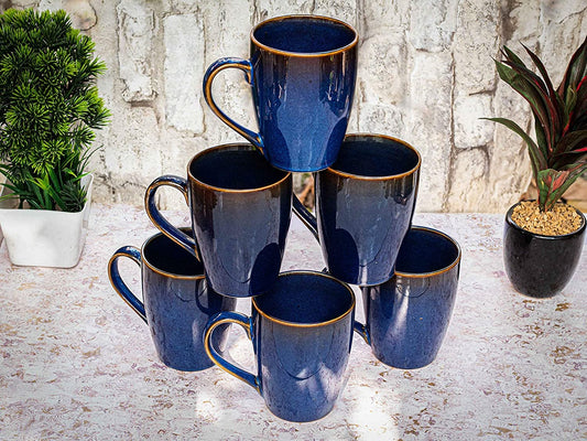 Merakrt Black Copper Pipe Coffee Mug Set- Handmade Ceramic Mugs for Te