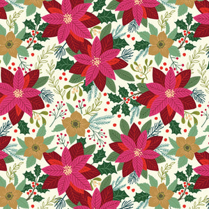 All is Bright - Poinsettia on Cream - Boxer Craft House