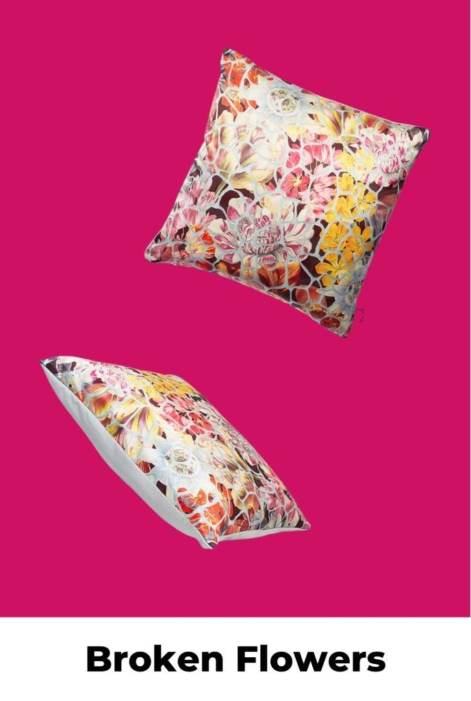 "Broken Flowers" Printed Art Pillows & Cushions